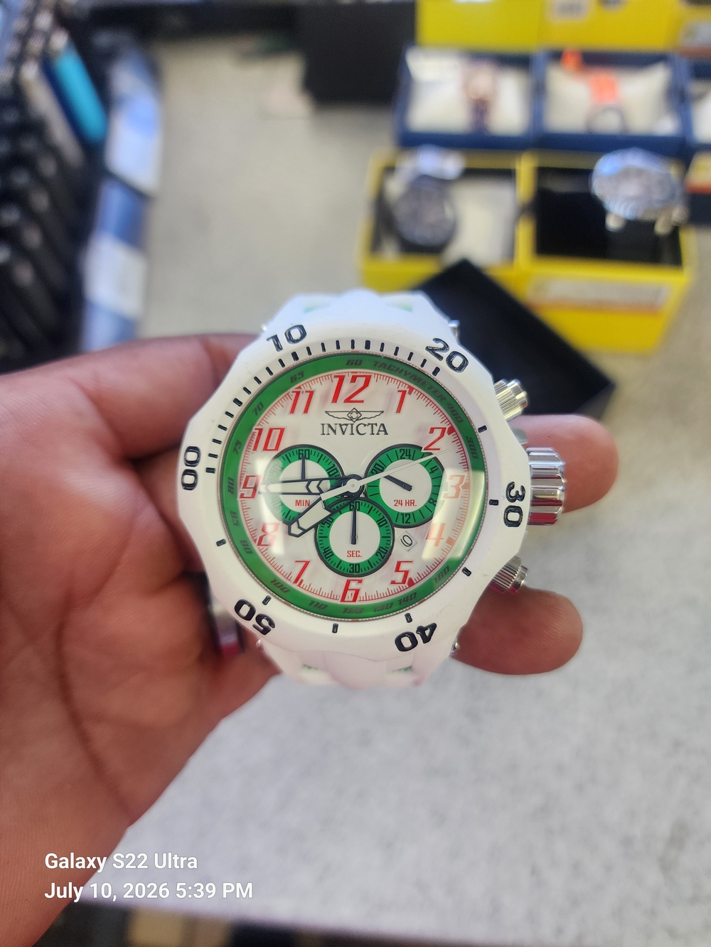 Invicta White & Green Men’s Chronograph Watch 52mm